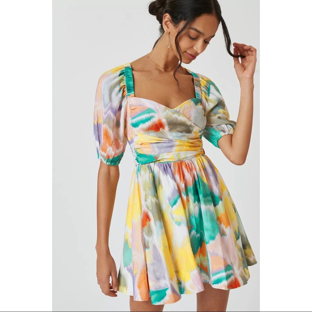 Anthropologie Puff Sleeve Mini Dress - Large - NWT